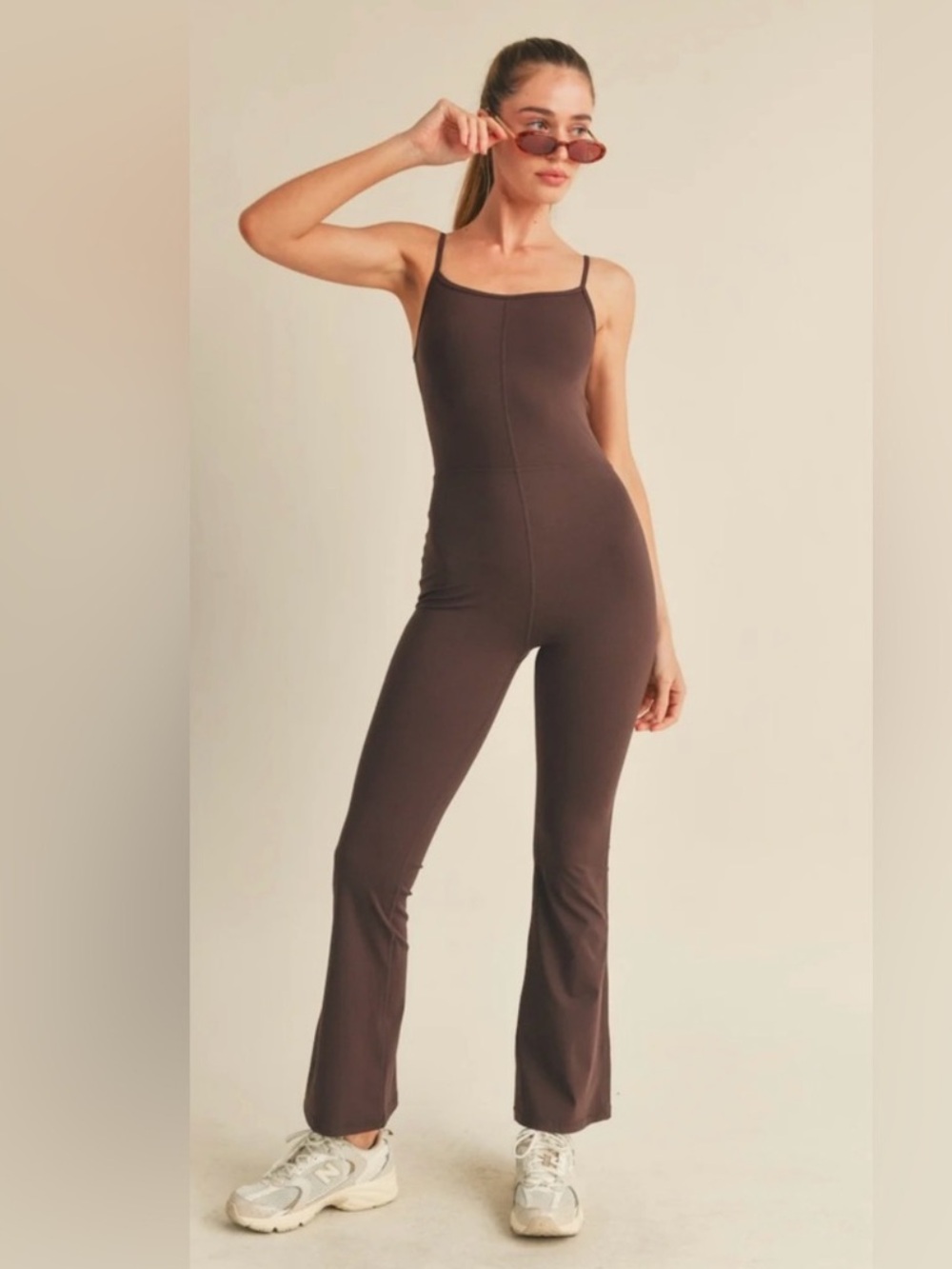 NEW KIMBERLY C coffee run jumpsuit in brown large